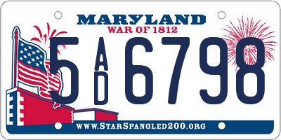 MD license plate 5AD6798