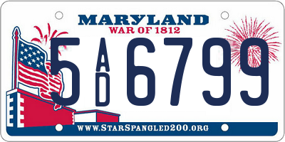 MD license plate 5AD6799