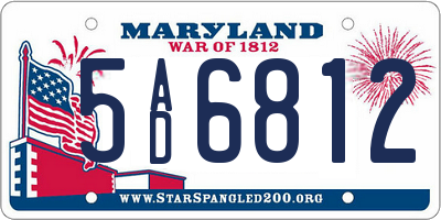 MD license plate 5AD6812