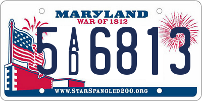 MD license plate 5AD6813