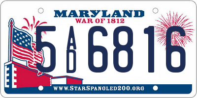 MD license plate 5AD6816