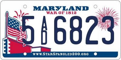 MD license plate 5AD6823