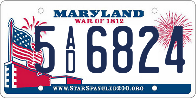 MD license plate 5AD6824