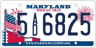 MD license plate 5AD6825