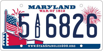 MD license plate 5AD6826