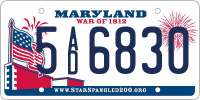 MD license plate 5AD6830