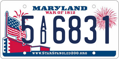 MD license plate 5AD6831