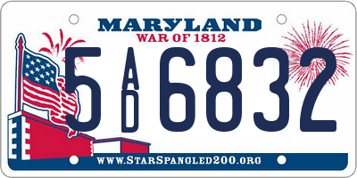 MD license plate 5AD6832