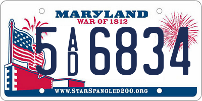 MD license plate 5AD6834