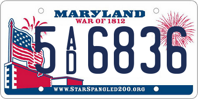 MD license plate 5AD6836