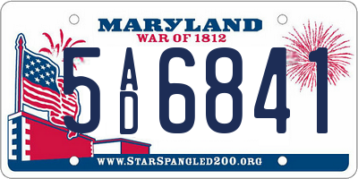 MD license plate 5AD6841