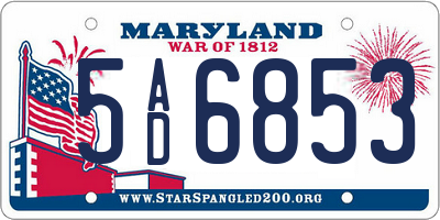 MD license plate 5AD6853