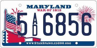 MD license plate 5AD6856
