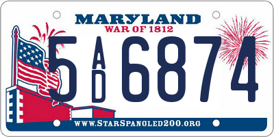 MD license plate 5AD6874
