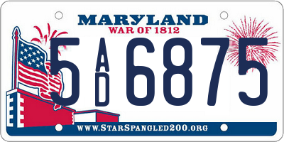 MD license plate 5AD6875