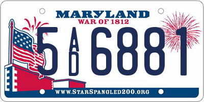 MD license plate 5AD6881