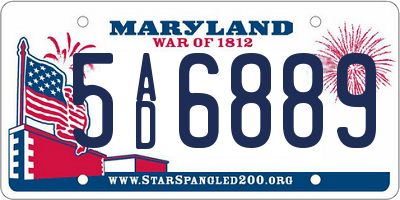 MD license plate 5AD6889