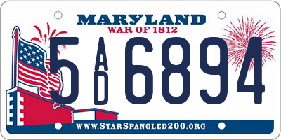 MD license plate 5AD6894