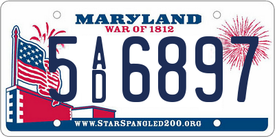 MD license plate 5AD6897