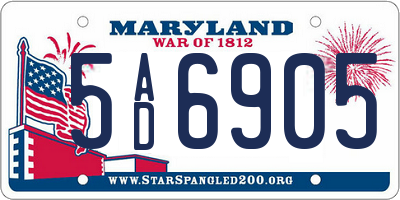 MD license plate 5AD6905