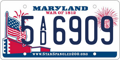 MD license plate 5AD6909