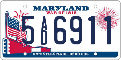 MD license plate 5AD6911