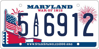 MD license plate 5AD6912