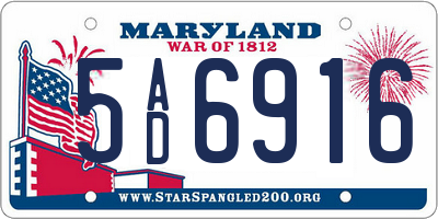 MD license plate 5AD6916