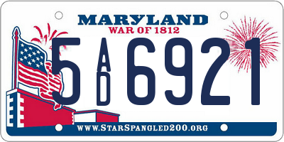 MD license plate 5AD6921