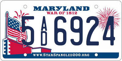 MD license plate 5AD6924