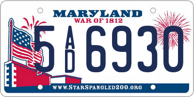 MD license plate 5AD6930