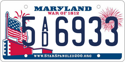 MD license plate 5AD6933