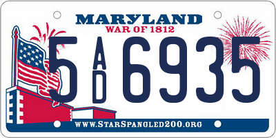MD license plate 5AD6935
