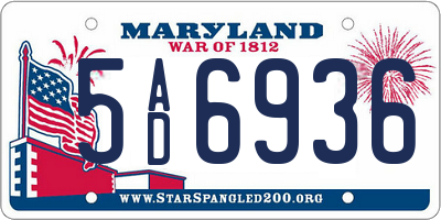 MD license plate 5AD6936