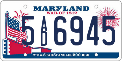 MD license plate 5AD6945