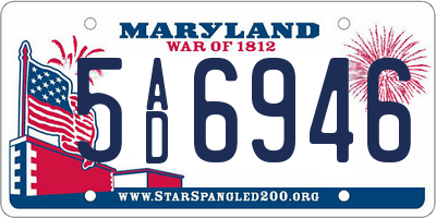 MD license plate 5AD6946