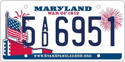 MD license plate 5AD6951