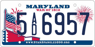 MD license plate 5AD6957