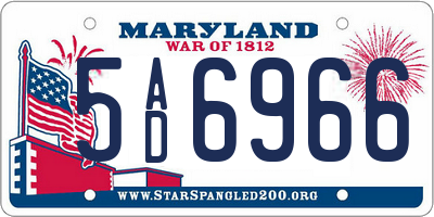 MD license plate 5AD6966