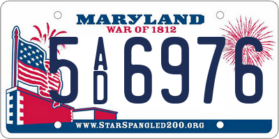 MD license plate 5AD6976