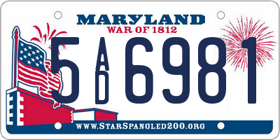 MD license plate 5AD6981