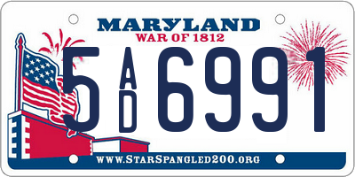 MD license plate 5AD6991