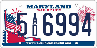MD license plate 5AD6994