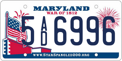 MD license plate 5AD6996