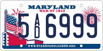 MD license plate 5AD6999