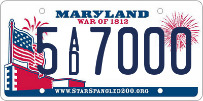 MD license plate 5AD7000