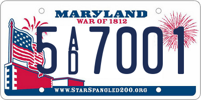 MD license plate 5AD7001