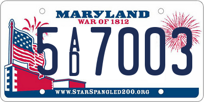 MD license plate 5AD7003