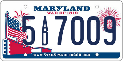 MD license plate 5AD7009