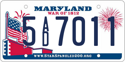 MD license plate 5AD7011